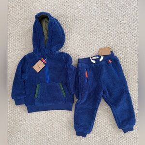NWT Mini Boden Blue Fleece Joggers & Sweatshirt
